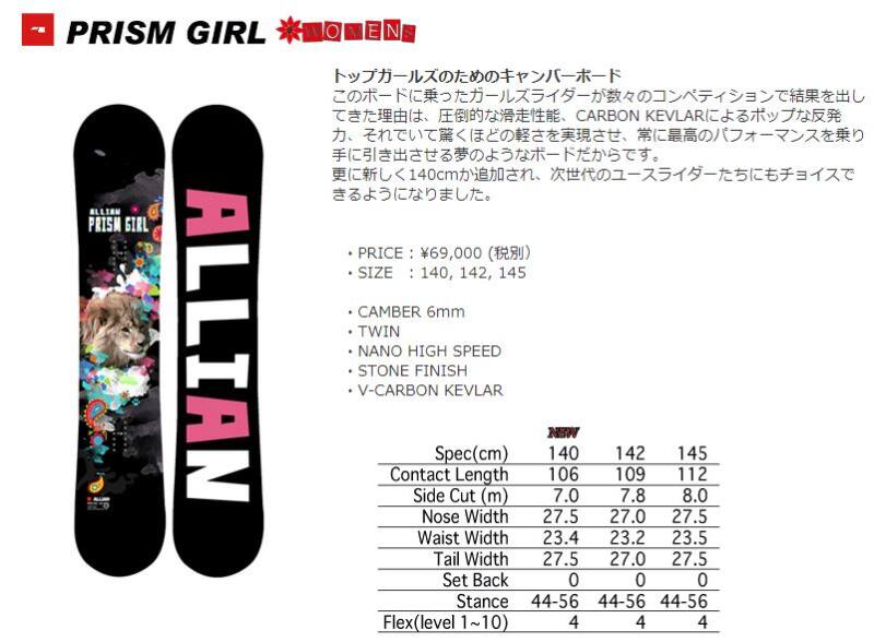 限定Ｗ特典付属 ALLIAN PRISM GIRL 142 2018-2019モデル | vendee